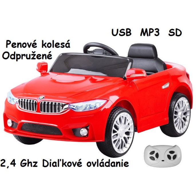 JOKO Elektrické autíčko BW BETA, penové kolesá, USB, MP3, odpružené, červené