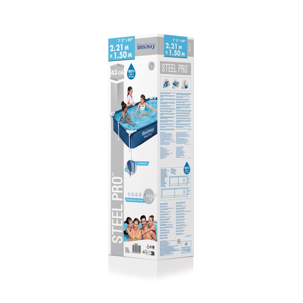 Bestway 56401 Bazén pre deti Steel Pro 221 x 150 x 43 cm