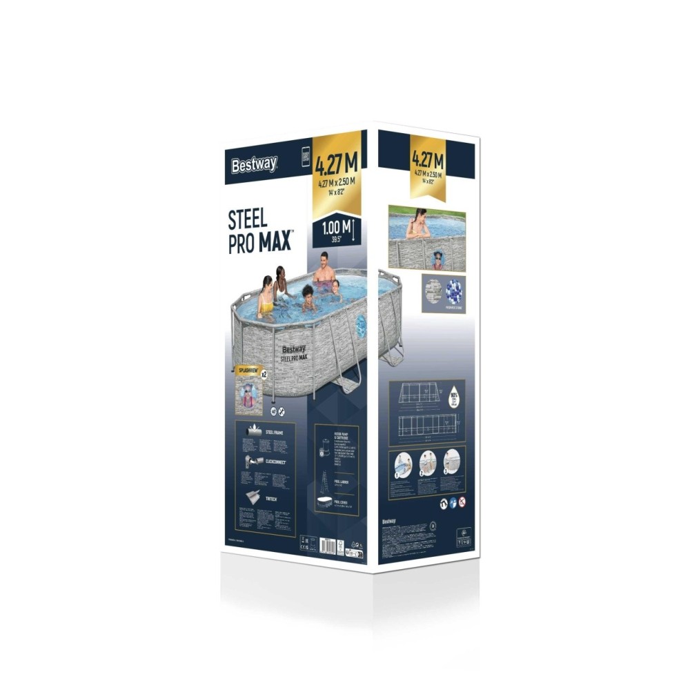 Bestway 56714 Bazén s kovovou konštrukciou Power Steel Swim VISTA 427 cm x 250 cm x 100 cm + čerpadlo + rebrík + plachta 