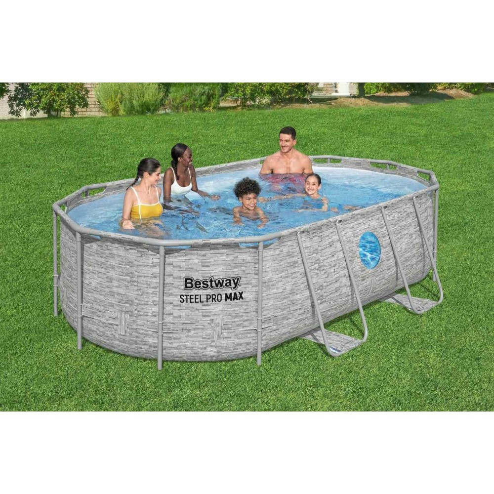 Bestway 56714 Bazén s kovovou konštrukciou Power Steel Swim VISTA 427 cm x 250 cm x 100 cm + čerpadlo + rebrík + plachta 