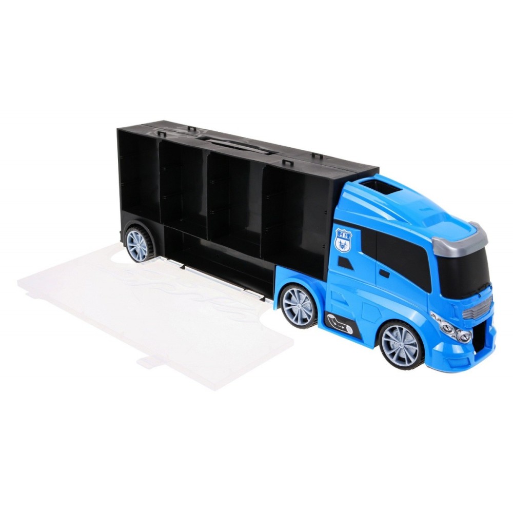 JOKO Veľký Policajný kamión 57cm + policajné autíčka + malý kamión + dopravné značky, modrý