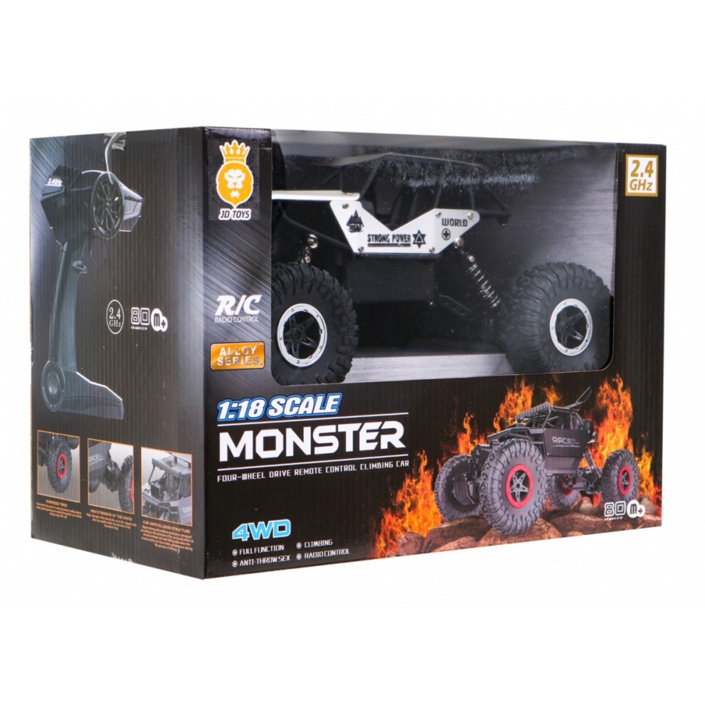 JOKO RC Autíčko Jeep Crawler Monster 1:18 4x4, dosah 40m, strieborné