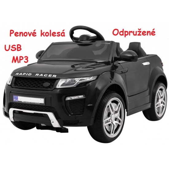 JOKO Elektrické autíčko Rapid Racer, penové kolesá, USB, odpružené, čierne