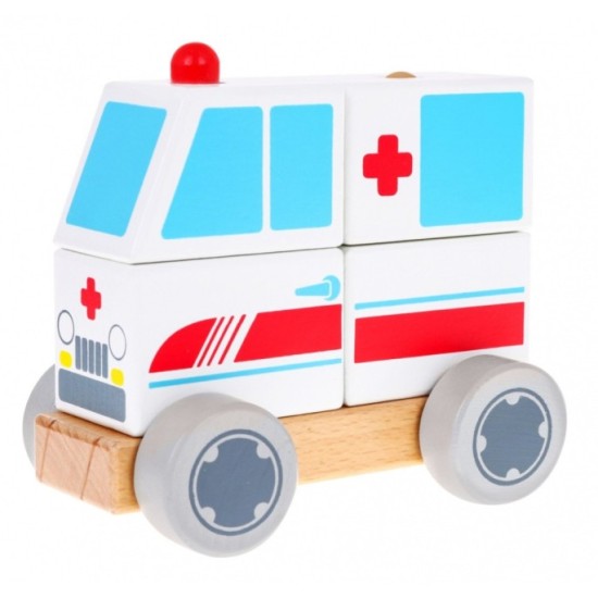 JOKO Skladačka Drevené auto Sanitka s kolesami