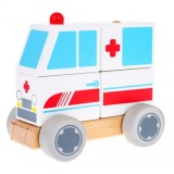 JOKO Skladačka Drevené auto Sanitka s kolesami