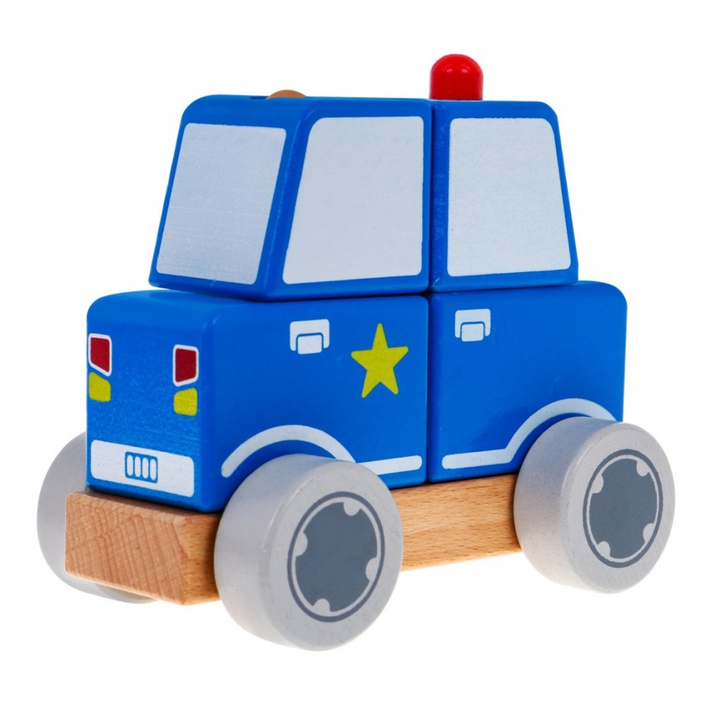 JOKO Skladačka Drevené Policajné auto s kolesami