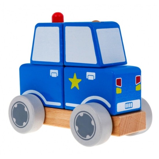 JOKO Skladačka Drevené Policajné auto s kolesami
