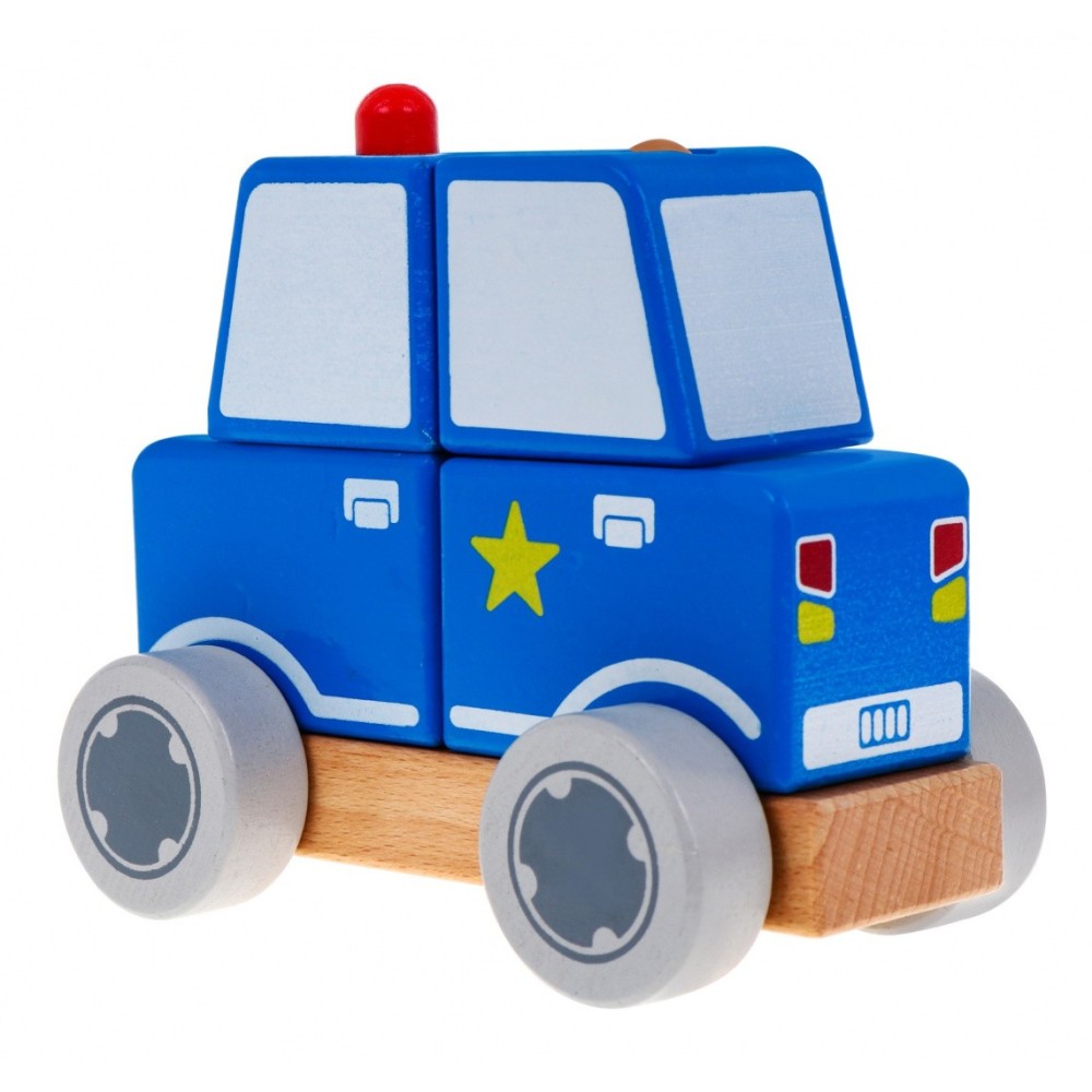 JOKO Skladačka Drevené Policajné auto s kolesami