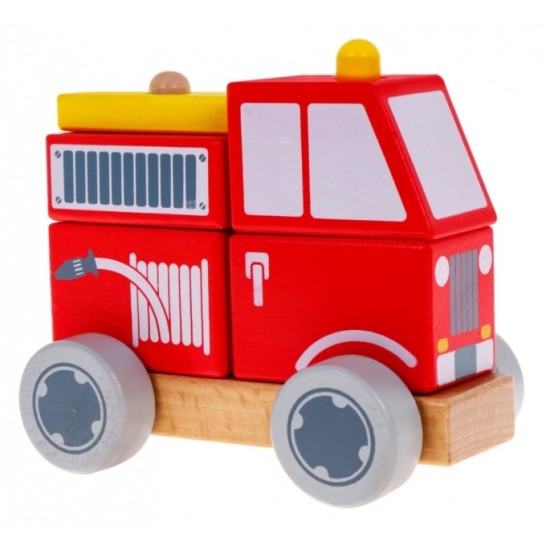 JOKO Skladačka Drevené Hasičské auto s kolesami