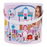 JOKO Sada Drevené kocky Princezná na zámku + Puzzle + vedro s vkladačkou