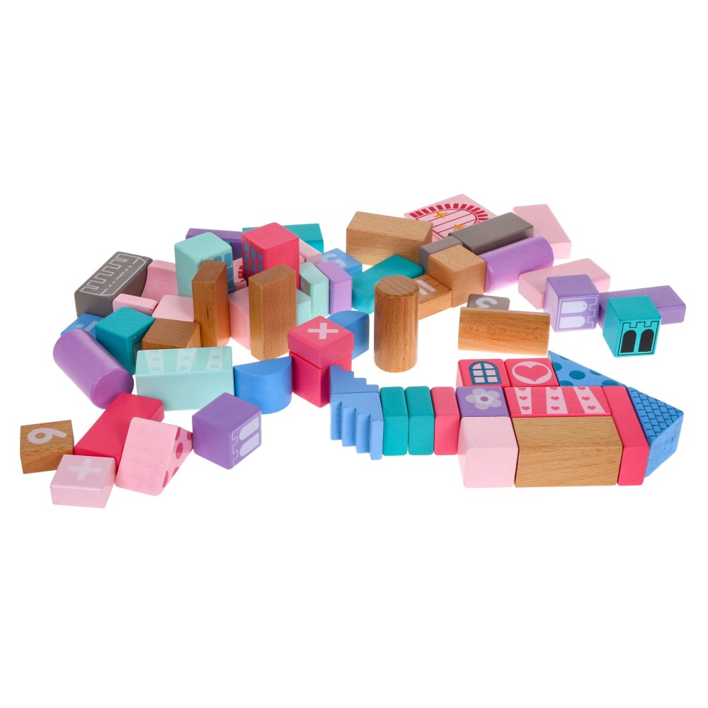 JOKO Sada Drevené kocky Princezná na zámku + Puzzle + vedro s vkladačkou