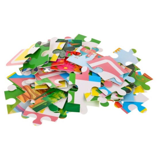 JOKO Sada Drevené kocky Princezná na zámku + Puzzle + vedro s vkladačkou