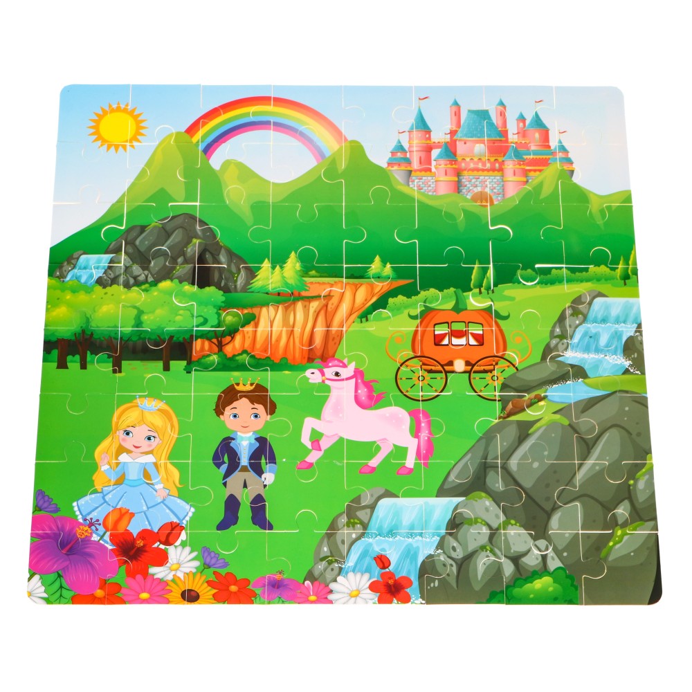 JOKO Sada Drevené kocky Princezná na zámku + Puzzle + vedro s vkladačkou