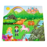 JOKO Sada Drevené kocky Princezná na zámku + Puzzle + vedro s vkladačkou