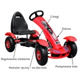 JOKO Šľapacia Motokára na pedály s nafukovacími kolesami F618, voľnobeh, nosnosť 50 kg, červená