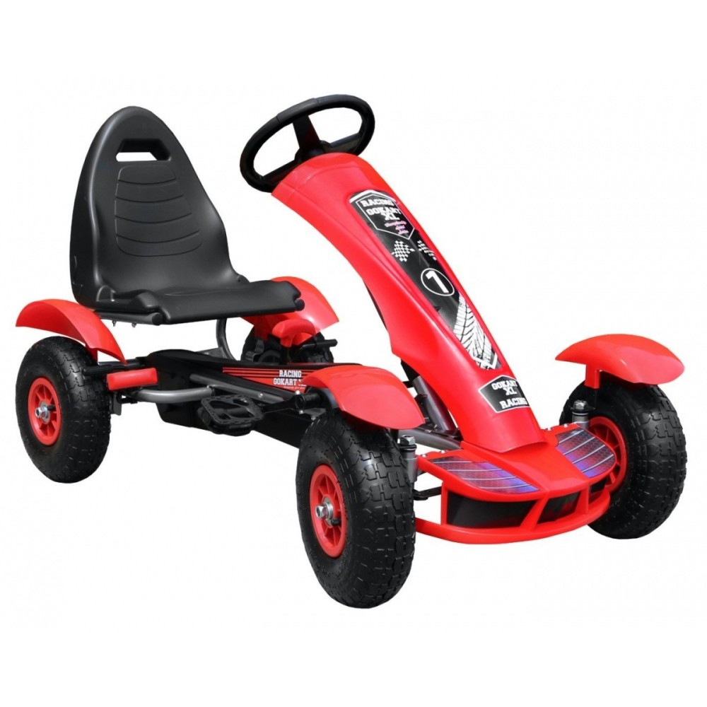 JOKO Šľapacia Motokára na pedály s nafukovacími kolesami F618, voľnobeh, nosnosť 50 kg, červená