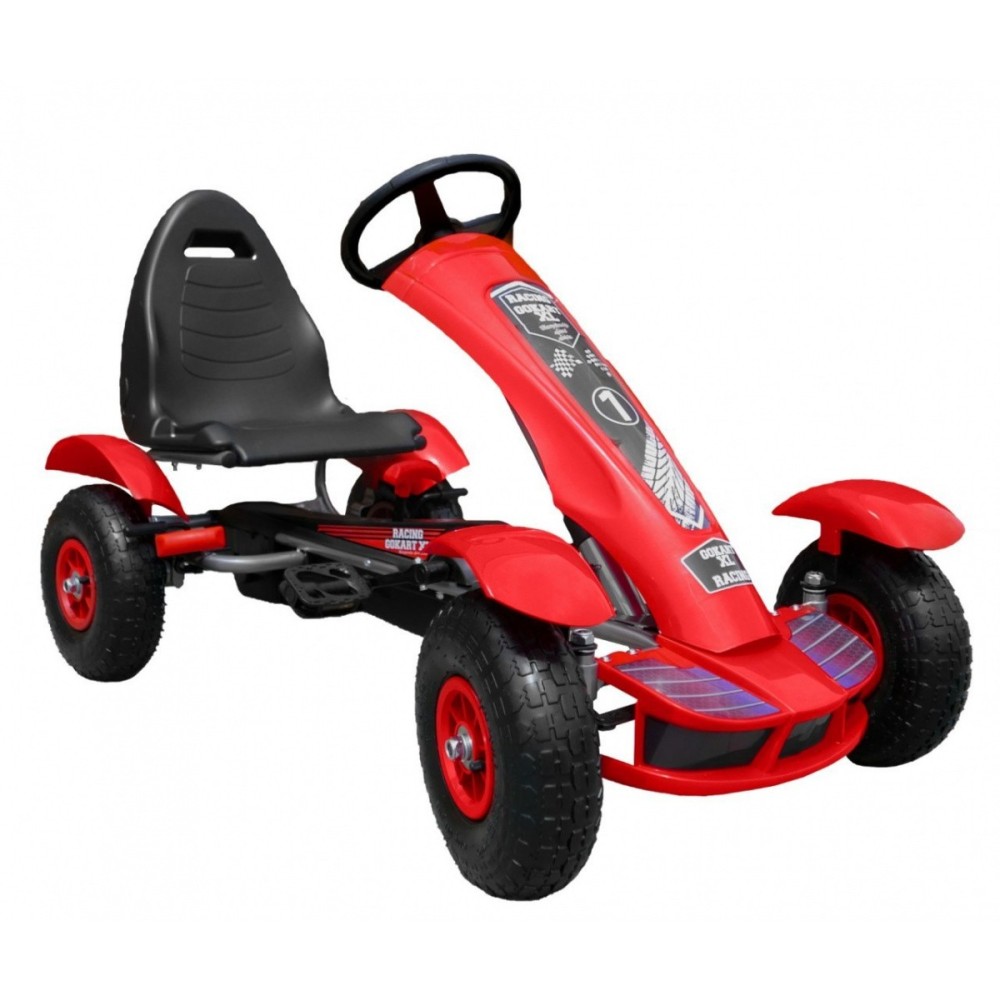 JOKO Šľapacia Motokára na pedály s nafukovacími kolesami F618, voľnobeh, nosnosť 50 kg, červená