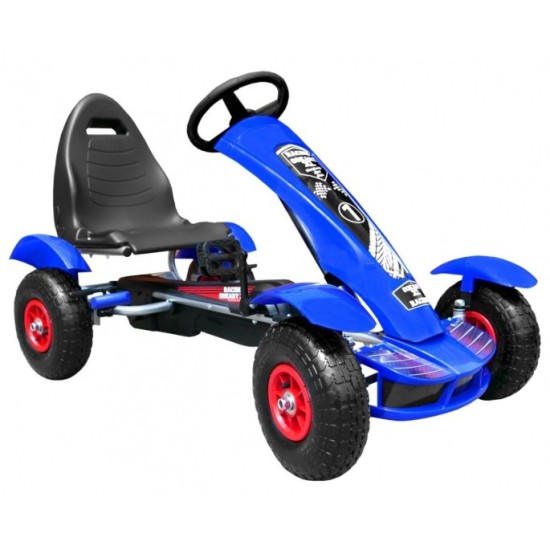 JOKO Šľapacia Motokára na pedály s nafukovacími kolesami F618, voľnobeh, nosnosť 50 kg, modrá