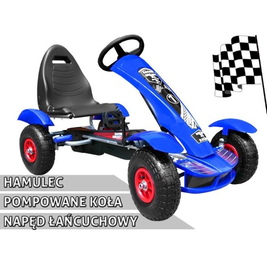 JOKO Šľapacia Motokára na pedály s nafukovacími kolesami F618, voľnobeh, nosnosť 50 kg, modrá
