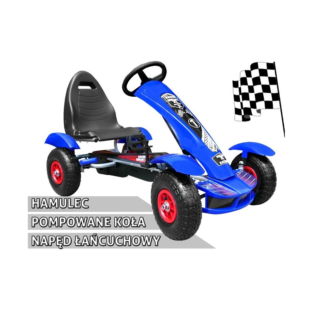 JOKO Šľapacia Motokára na pedály s nafukovacími kolesami F618, voľnobeh, nosnosť 50 kg, modrá