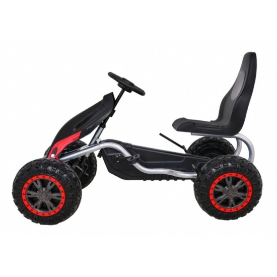 JOKO Veľká šľapacia motokára Gokart STRONG B012 s Voľnobehom, nosnosť 100kg, dĺžka 135cm, penové kolesá, čierna
