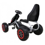 JOKO Veľká šľapacia motokára Gokart STRONG B012 s Voľnobehom, nosnosť 100kg, dĺžka 135cm, penové kolesá, čierna