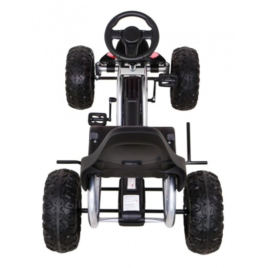 JOKO Veľká šľapacia motokára Gokart STRONG B012 s Voľnobehom, nosnosť 100kg, dĺžka 135cm, penové kolesá, čierna