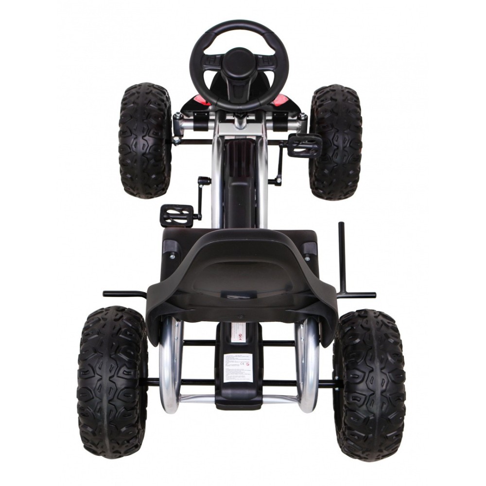 JOKO Veľká šľapacia motokára Gokart STRONG B012 s Voľnobehom, nosnosť 100kg, dĺžka 135cm, penové kolesá, čierna
