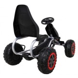 JOKO Veľká šľapacia motokára Gokart STRONG B012 s Voľnobehom, nosnosť 100kg, dĺžka 135cm, penové kolesá, čierna