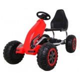 JOKO Veľká šľapacia motokára Gokart STRONG B012 s Voľnobehom, nosnosť 100kg, dĺžka 135cm, penové kolesá, červená