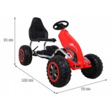 JOKO Veľká šľapacia motokára Gokart STRONG B012 s Voľnobehom, nosnosť 100kg, dĺžka 135cm, penové kolesá, červená