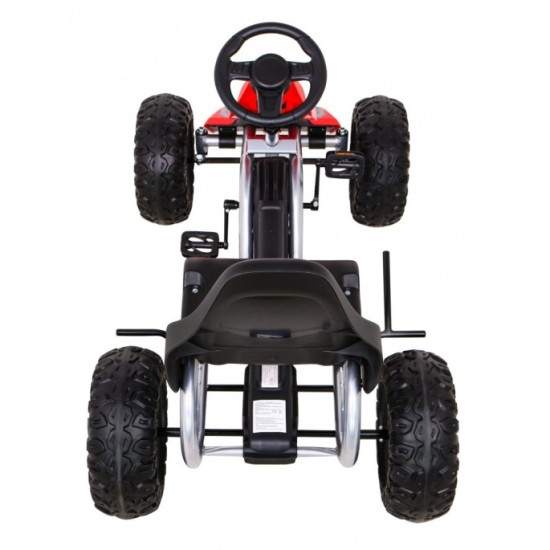 JOKO Veľká šľapacia motokára Gokart STRONG B012 s Voľnobehom, nosnosť 100kg, dĺžka 135cm, penové kolesá, červená