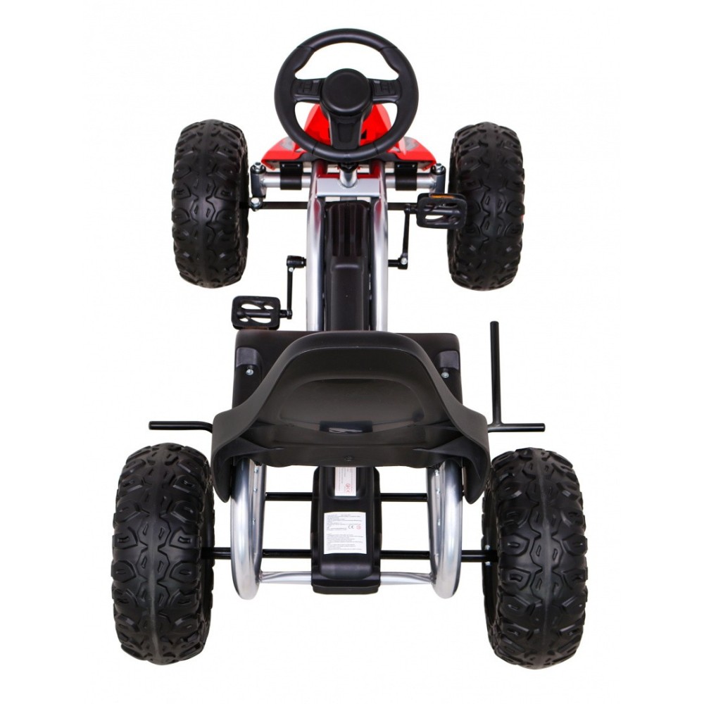 JOKO Veľká šľapacia motokára Gokart STRONG B012 s Voľnobehom, nosnosť 100kg, dĺžka 135cm, penové kolesá, červená