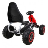 JOKO Veľká šľapacia motokára Gokart STRONG B012 s Voľnobehom, nosnosť 100kg, dĺžka 135cm, penové kolesá, červená