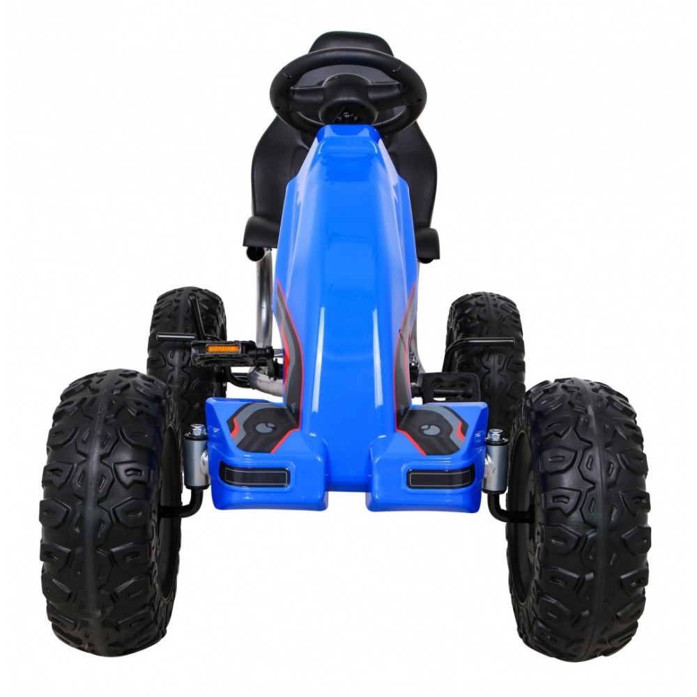 JOKO Veľká šľapacia motokára Gokart STRONG B012 s Voľnobehom, nosnosť 100kg, dĺžka 135cm, penové kolesá, modrá