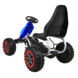 JOKO Veľká šľapacia motokára Gokart STRONG B012 s Voľnobehom, nosnosť 100kg, dĺžka 135cm, penové kolesá, modrá