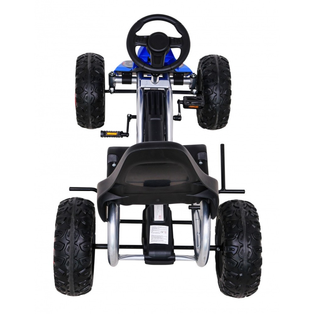 JOKO Veľká šľapacia motokára Gokart STRONG B012 s Voľnobehom, nosnosť 100kg, dĺžka 135cm, penové kolesá, modrá