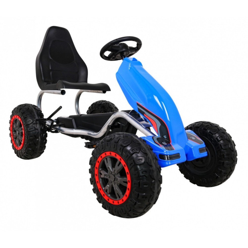 JOKO Veľká šľapacia motokára Gokart STRONG B012 s Voľnobehom, nosnosť 100kg, dĺžka 135cm, penové kolesá, modrá