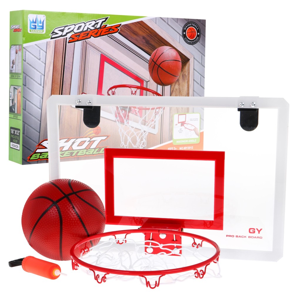 JOKO Basketbalový kôš na dvere s loptou a pumpou, priesvitný Basketball Table