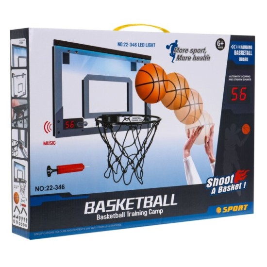 JOKO Elektronický basketbalový kôš s počitadlom so svetlom a zvukom, priehľadný