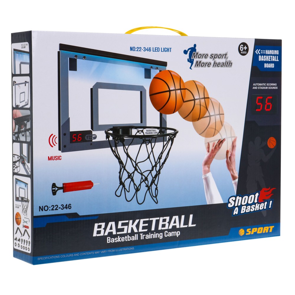 JOKO Elektronický basketbalový kôš s počitadlom so svetlom a zvukom, priehľadný