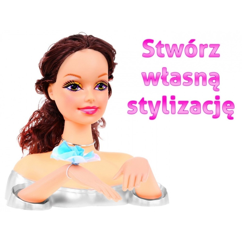 JOKO Bábika Hlava Na česanie s náušnicami, hnedé vlasy