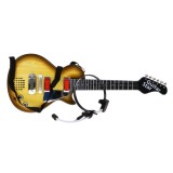 JOKO Detská elektrická gitara s kovovými strunami a s mikrofónom, drevená
