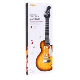 JOKO Detská elektrická gitara s kovovými strunami a s mikrofónom, drevená