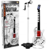 JOKO Elektrická gitara 70 cm s mikrofónom na stojane, biela