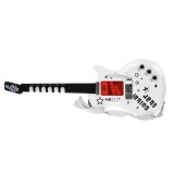 JOKO Elektrická gitara 70 cm s mikrofónom na stojane, biela