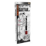 JOKO Elektrická gitara 70 cm s mikrofónom na stojane, biela