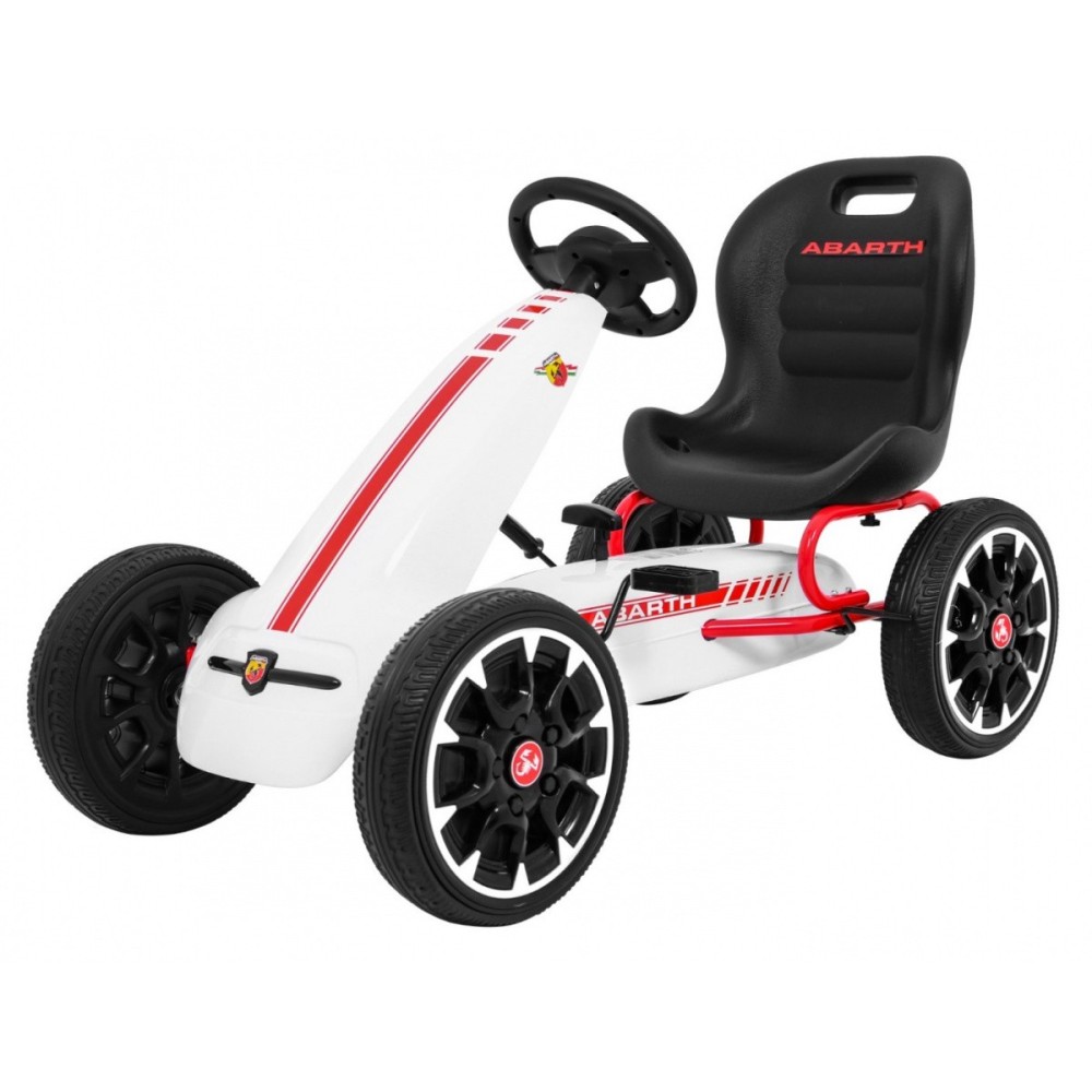 ABARTH Šľapacia motokára s voľnobehom, penové kolesá, biela
