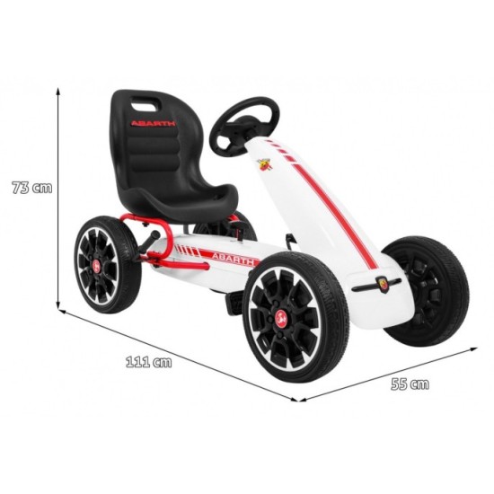 ABARTH Šľapacia motokára s voľnobehom, penové kolesá, biela