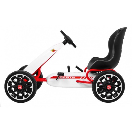 ABARTH Šľapacia motokára s voľnobehom, penové kolesá, biela